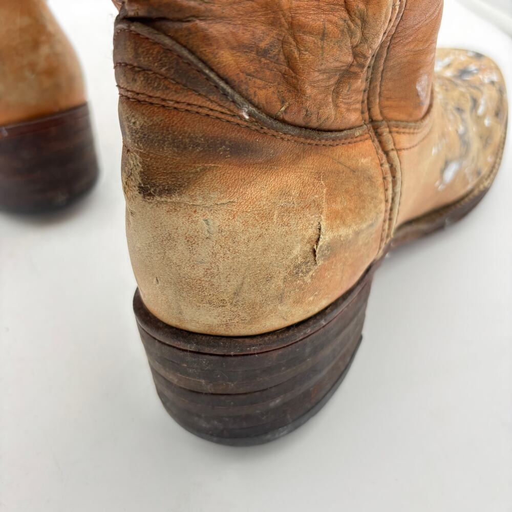 Vintage Frye Campus 14L Boots Women's 8B Square Toe Western Boho Paint Splatter - Picture 12 of 15